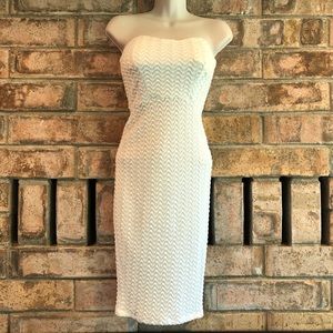 Scalloped Strapless white dress, Small
